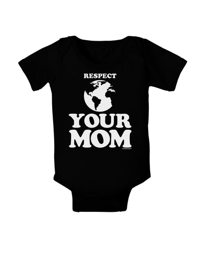 Respect Your Mom - Mother Earth Design Baby Bodysuit Dark-Baby Romper-TooLoud-Black-06-Months-Davson Sales