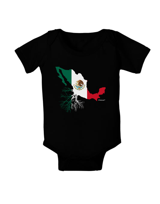 Mexican Roots - Mexico Outline Mexican Flag Baby Bodysuit Dark by TooLoud-Baby Romper-TooLoud-Black-06-Months-Davson Sales