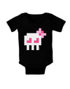 Retro 8-Bit Skull with Pink Bow Baby Bodysuit Dark-Baby Romper-TooLoud-Black-06-Months-Davson Sales