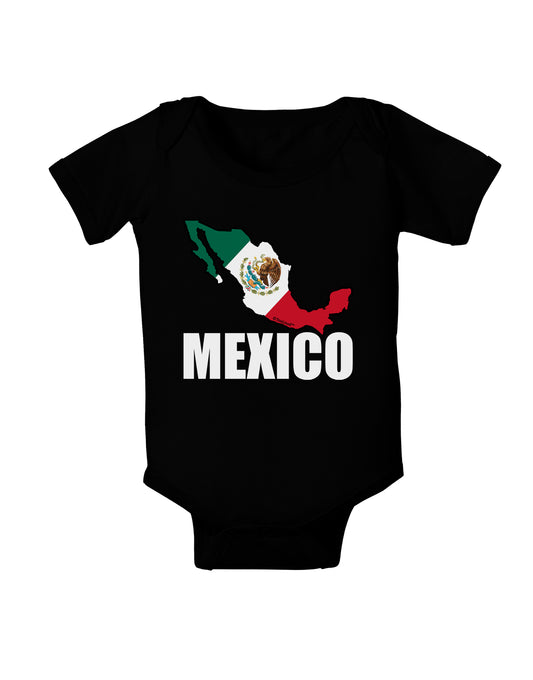 Mexico Outline - Mexican Flag - Mexico Text Baby Bodysuit Dark by TooLoud-Baby Romper-TooLoud-Black-06-Months-Davson Sales