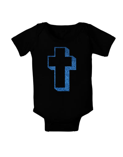 Simple Cross Design Glitter - Blue Baby Bodysuit Dark by TooLoud-Baby Romper-TooLoud-Black-06-Months-Davson Sales