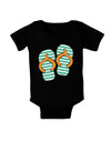 Striped Flip Flops - Teal and Orange Baby Bodysuit Dark-Baby Romper-TooLoud-Black-06-Months-Davson Sales