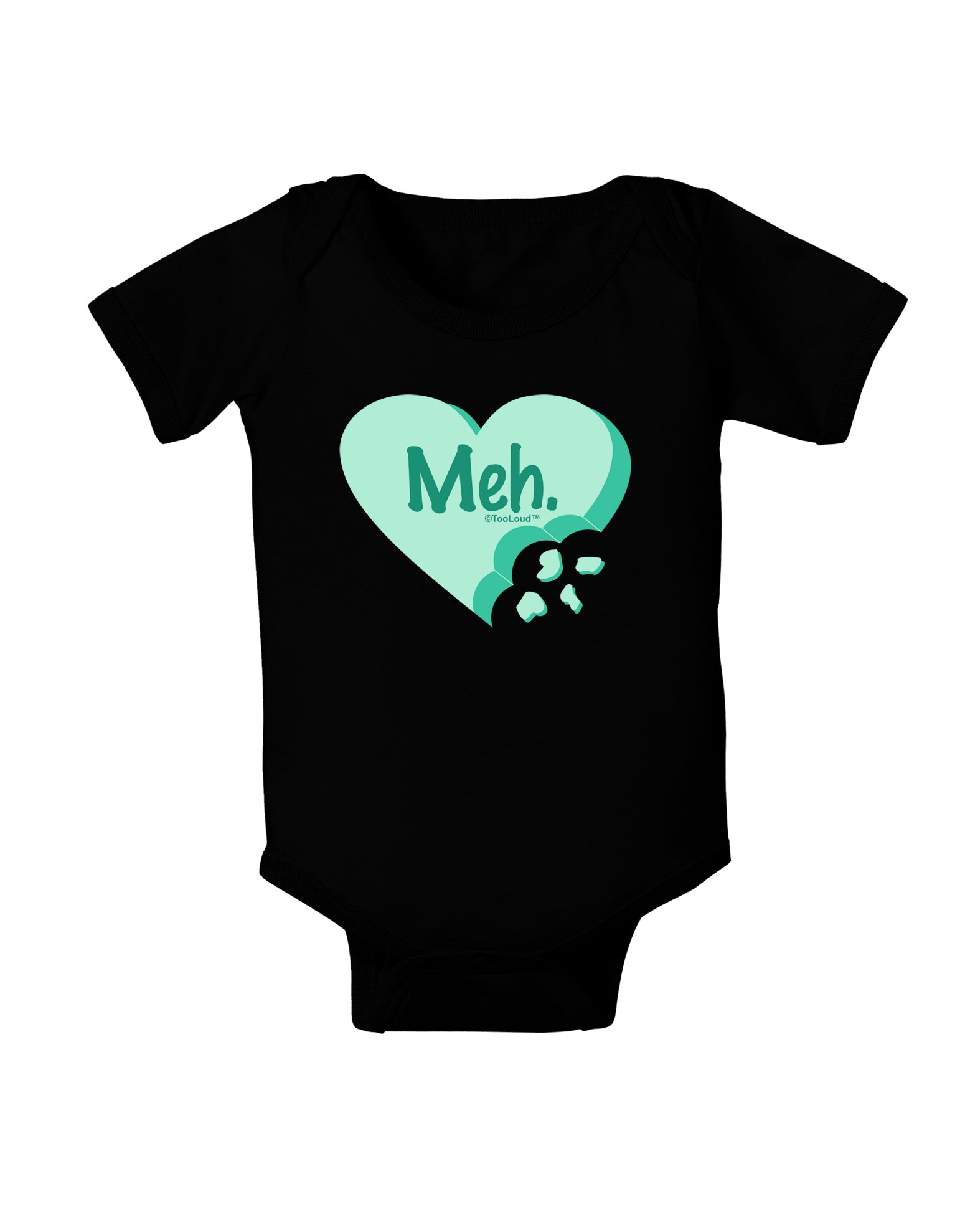 Meh Candy Heart Green - Valentines Day Baby Bodysuit Dark by TooLoud-Baby Romper-TooLoud-Black-06-Months-Davson Sales