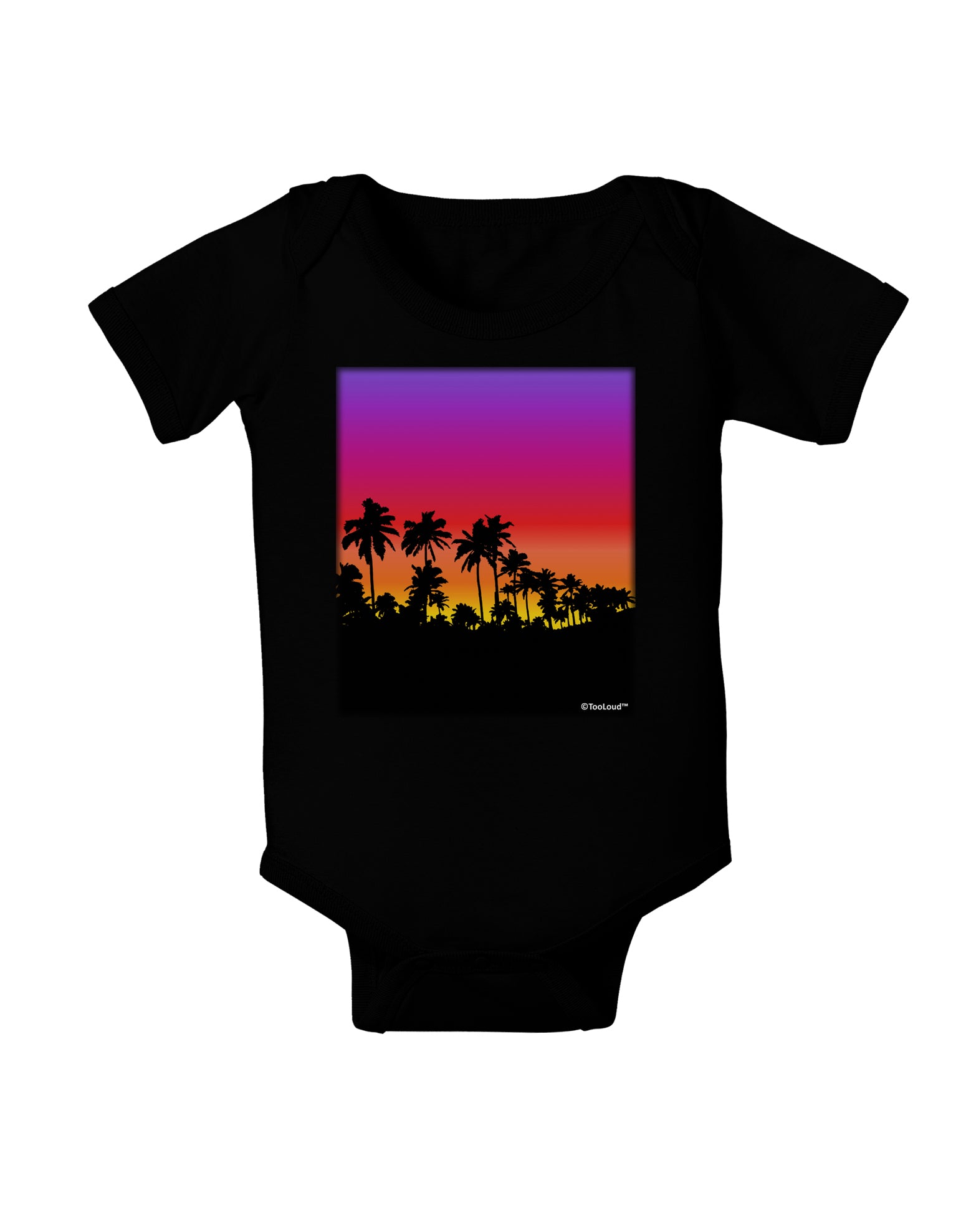 Palm Trees and Sunset Design Baby Bodysuit Dark by TooLoud-Baby Romper-TooLoud-Black-06-Months-Davson Sales