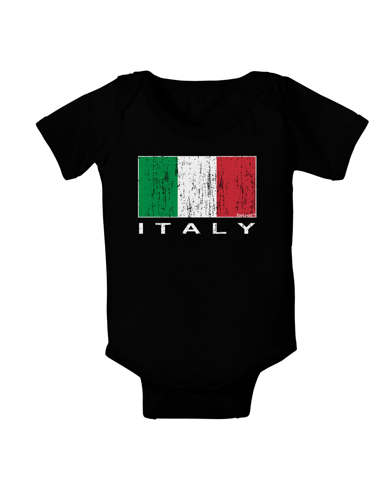 Italian Flag - Italy Text Distressed Baby Bodysuit Dark by TooLoud-Baby Romper-TooLoud-Black-06-Months-Davson Sales