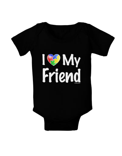 I Heart My Friend - Autism Awareness Baby Bodysuit Dark by TooLoud-Baby Romper-TooLoud-Black-06-Months-Davson Sales