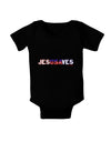 JesUSAves - Jesus Saves USA Design Baby Bodysuit Dark by TooLoud-Baby Romper-TooLoud-Black-06-Months-Davson Sales