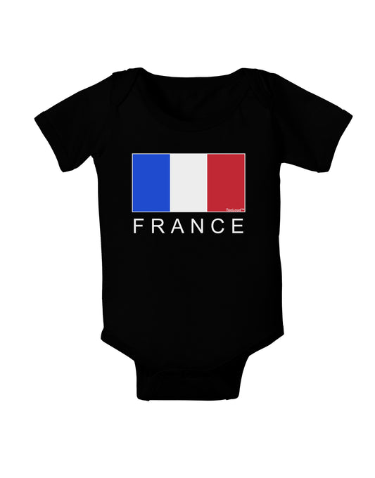 French Flag - France Text Baby Bodysuit Dark by TooLoud-Baby Romper-TooLoud-Black-06-Months-Davson Sales