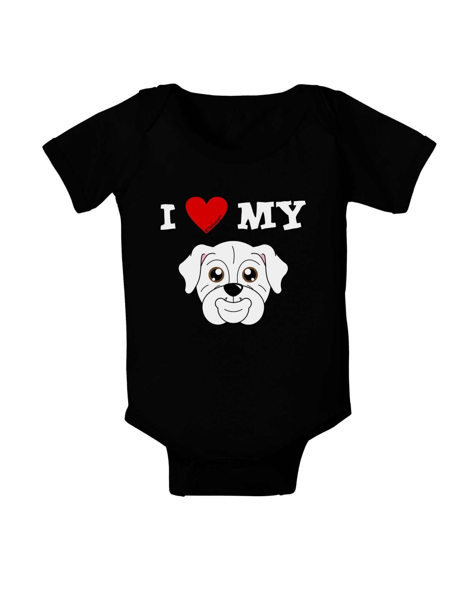 I Heart My - Cute Bulldog - White Baby Bodysuit Dark by TooLoud-Baby Romper-TooLoud-Black-06-Months-Davson Sales