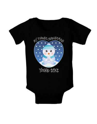 Personalized My First Christmas Snowbaby Blue Baby Bodysuit Dark-Baby Romper-TooLoud-Black-06-Months-Davson Sales