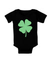 Lucky Four Leaf Clover St Patricks Day Baby Bodysuit Dark-Baby Romper-TooLoud-Black-06-Months-Davson Sales
