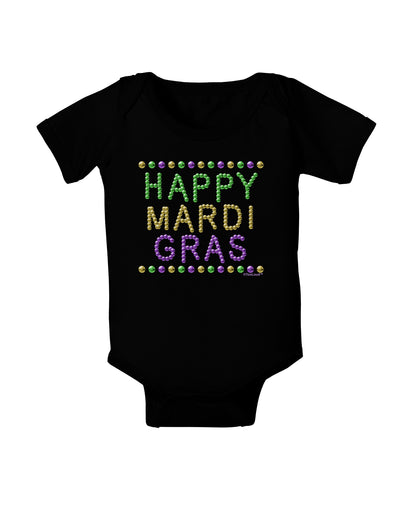 Happy Mardi Gras Beads Baby Bodysuit Dark-Baby Romper-TooLoud-Black-06-Months-Davson Sales