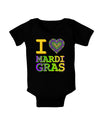 I Love Heart Mardi Gras Baby Bodysuit Dark-Baby Romper-TooLoud-Black-06-Months-Davson Sales