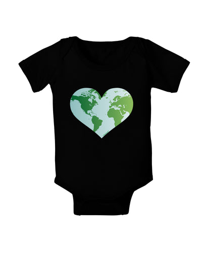 TooLoud World Globe Heart Baby Bodysuit Dark-Baby Romper-TooLoud-Black-06-Months-Davson Sales