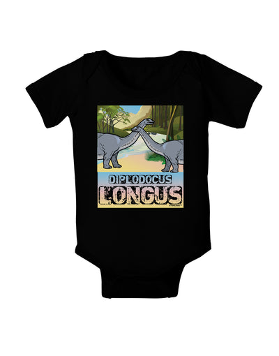 Diplodocus Longus - With Name Baby Bodysuit Dark-Baby Romper-TooLoud-Black-06-Months-Davson Sales