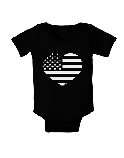 American Flag Heart Design - Stamp Style Baby Bodysuit Dark by TooLoud-Baby Romper-TooLoud-Black-06-Months-Davson Sales