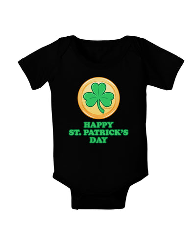 Shamrock Button - St Patrick's Day Baby Bodysuit Dark by TooLoud-Baby Romper-TooLoud-Black-06-Months-Davson Sales
