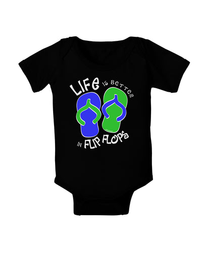 Life is Better in Flip Flops - Blue and Green Baby Bodysuit Dark-Baby Romper-TooLoud-Black-06-Months-Davson Sales