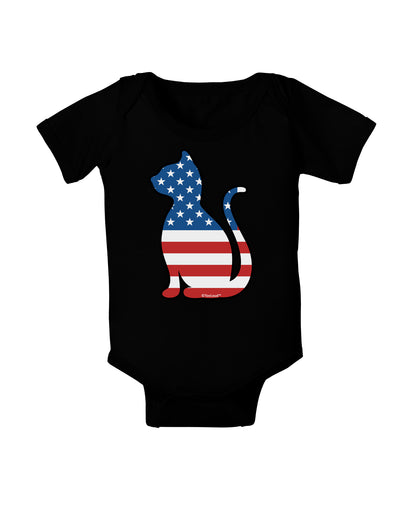 Patriotic Cat Design Baby Bodysuit Dark by TooLoud-Baby Romper-TooLoud-Black-06-Months-Davson Sales