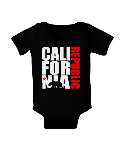 California Republic Design - California Red Star and Bear Baby Bodysuit Dark by TooLoud-Baby Romper-TooLoud-Black-06-Months-Davson Sales