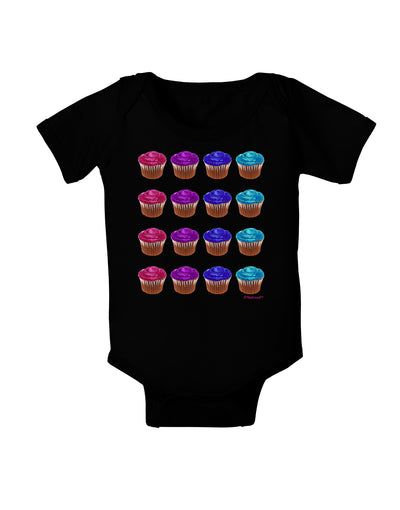 Colorful Cupcake Pattern Baby Bodysuit Dark by TooLoud-Baby Romper-TooLoud-Black-06-Months-Davson Sales