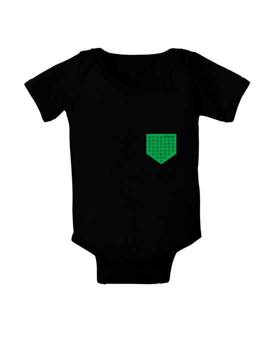 Faux Pocket Shamrock Pattern Baby Bodysuit Dark by TooLoud-Baby Romper-TooLoud-Black-06-Months-Davson Sales