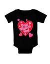 Happy Valentine's Day Romantic Hearts Baby Bodysuit Dark-Baby Romper-TooLoud-Black-06-Months-Davson Sales