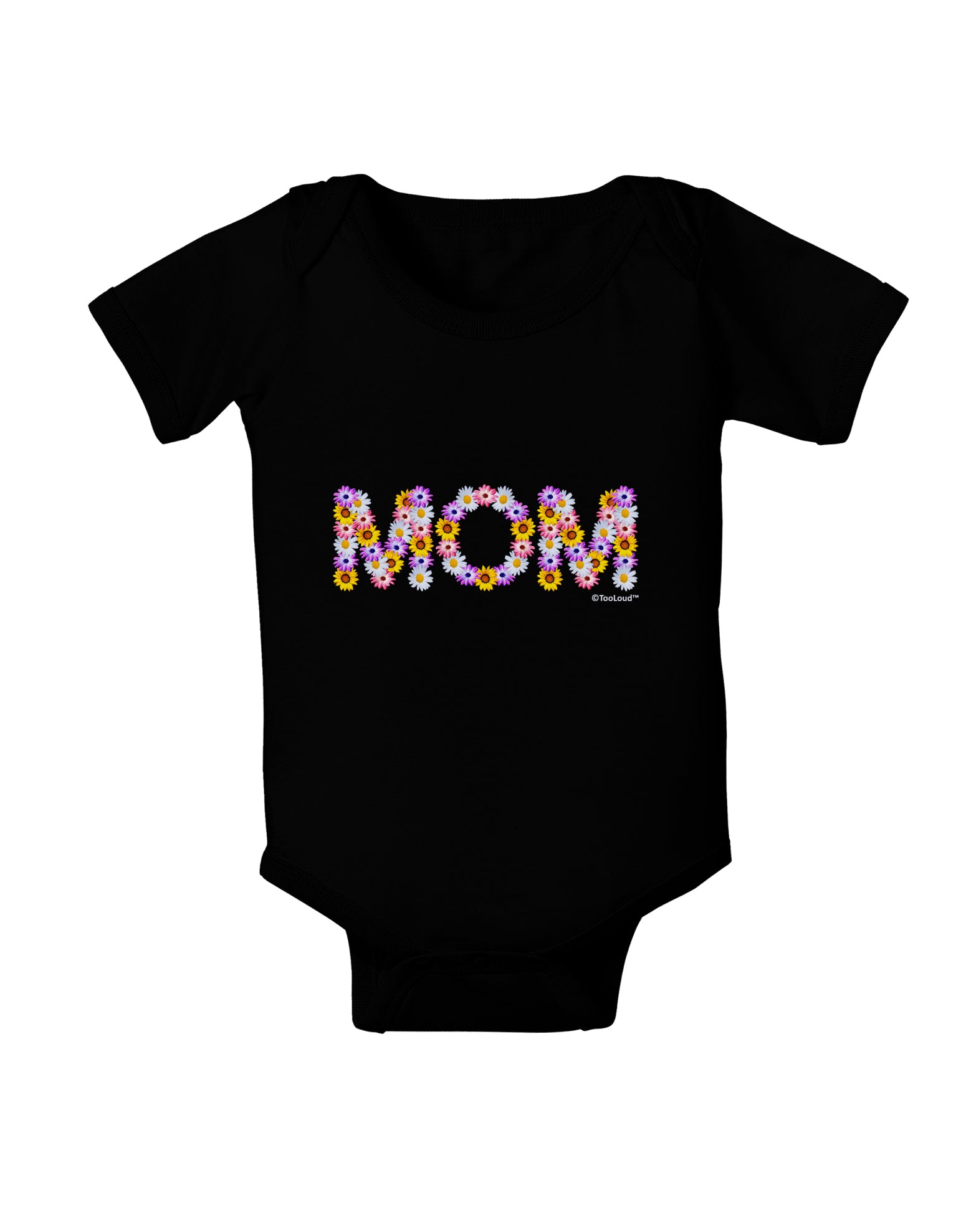 Mom Flowers Design Baby Bodysuit Dark by TooLoud-Baby Romper-TooLoud-Black-06-Months-Davson Sales
