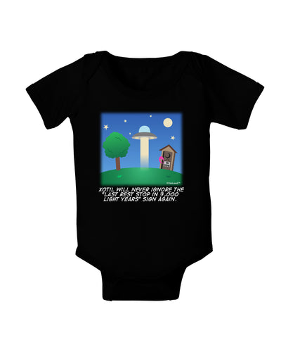 UFO Stopping At an Out-house Text Baby Bodysuit Dark by TooLoud-Baby Romper-TooLoud-Black-06-Months-Davson Sales