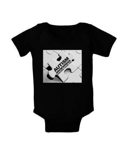 Autism Awareness - Puzzle Black & White Baby Bodysuit Dark-Baby Romper-TooLoud-Black-06-Months-Davson Sales