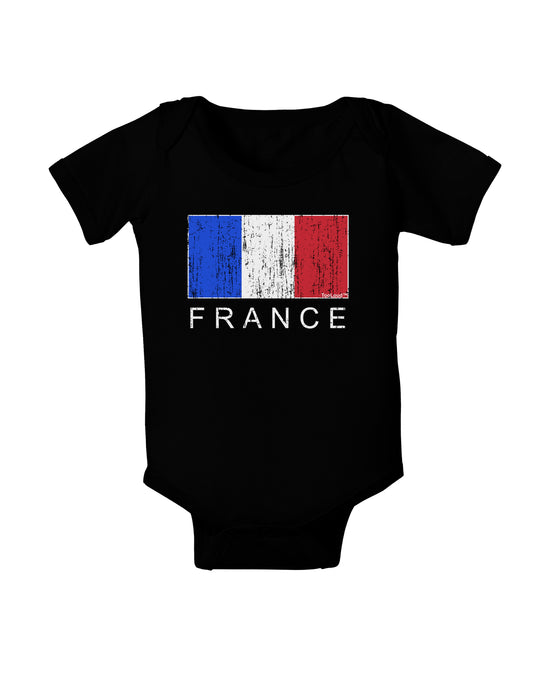 French Flag - France Text Distressed Baby Bodysuit Dark by TooLoud-Baby Romper-TooLoud-Black-06-Months-Davson Sales