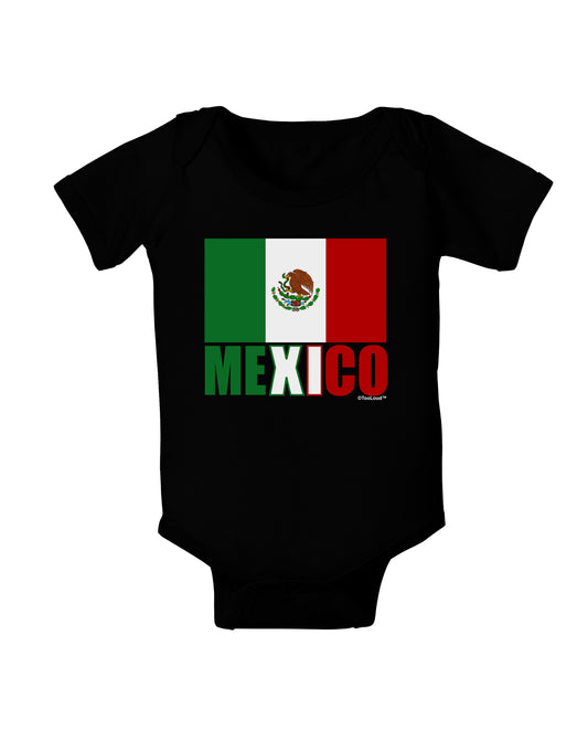 Mexican Flag - Mexico Text Baby Bodysuit Dark by TooLoud-Baby Romper-TooLoud-Black-06-Months-Davson Sales