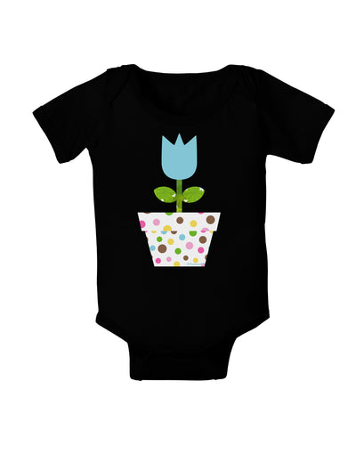 Easter Tulip Design - Blue Baby Bodysuit Dark by TooLoud-Baby Romper-TooLoud-Black-06-Months-Davson Sales