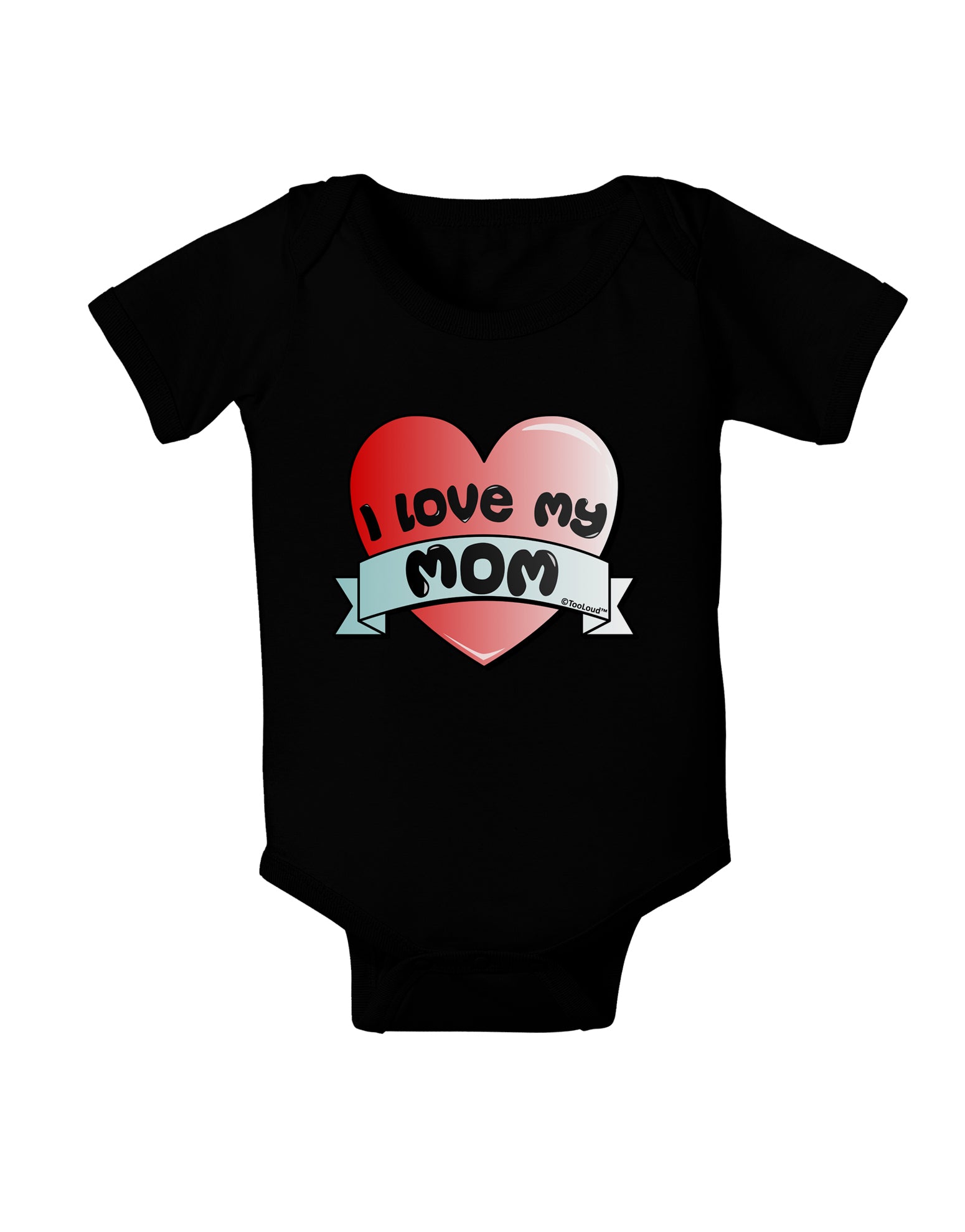 I Love My Mom - Heart Banner Design Baby Bodysuit Dark by TooLoud-Baby Romper-TooLoud-Black-06-Months-Davson Sales