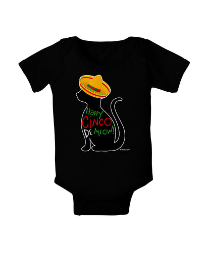 Happy Cinco de Meow - Cinco de Mayo Cat Baby Bodysuit Dark by TooLoud-Baby Romper-TooLoud-Black-06-Months-Davson Sales