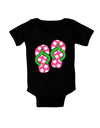 Cute Polka Dot Flip Flops - Pink and Green Baby Bodysuit Dark-Baby Romper-TooLoud-Black-06-Months-Davson Sales