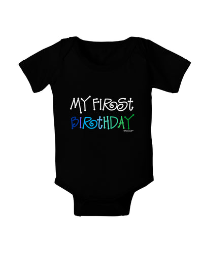 My First Birthday - Boy Baby Bodysuit Dark by TooLoud-Baby Romper-TooLoud-Black-06-Months-Davson Sales