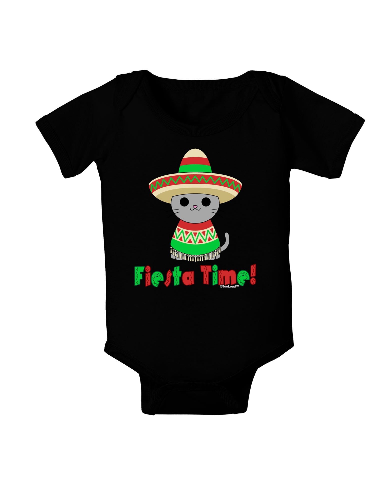 Fiesta Time - Cute Sombrero Cat Baby Bodysuit Dark by TooLoud-Baby Romper-TooLoud-Black-06-Months-Davson Sales