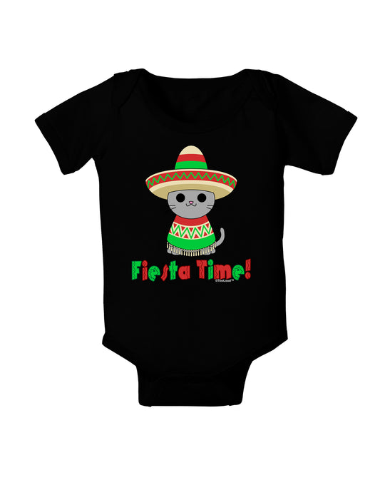 Fiesta Time - Cute Sombrero Cat Baby Bodysuit Dark by TooLoud-Baby Romper-TooLoud-Black-06-Months-Davson Sales