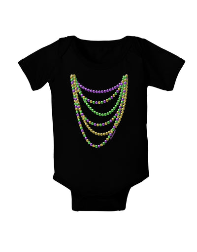 Mardi Gras Beads Necklaces Baby Bodysuit Dark-Baby Romper-TooLoud-Black-06-Months-Davson Sales