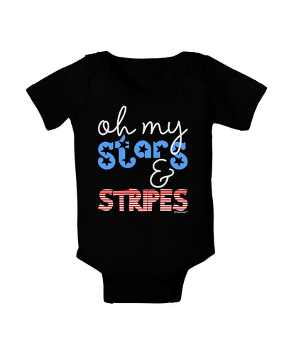 Oh My Stars and Stripes - Patriotic Design Baby Bodysuit Dark-Baby Romper-TooLoud-Black-06-Months-Davson Sales