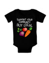 Support Your Community - Buy Local Baby Bodysuit Dark-Baby Romper-TooLoud-Black-06-Months-Davson Sales