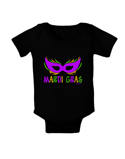 Mardi Gras - Purple Gold Green Mask Baby Bodysuit Dark by TooLoud-Baby Romper-TooLoud-Black-06-Months-Davson Sales