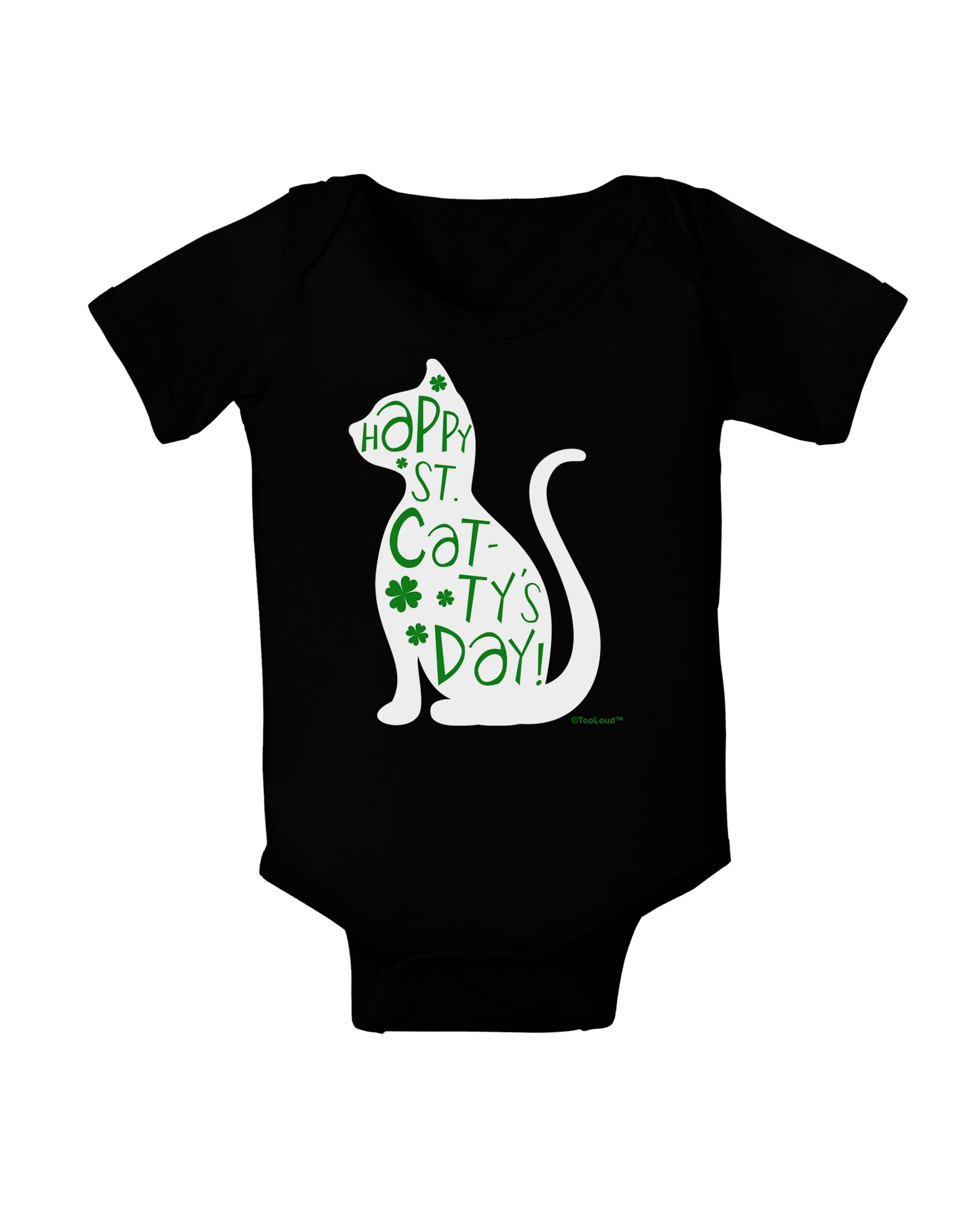 Happy St. Catty's Day - St. Patrick's Day Cat Baby Bodysuit Dark by TooLoud-Baby Romper-TooLoud-Black-06-Months-Davson Sales