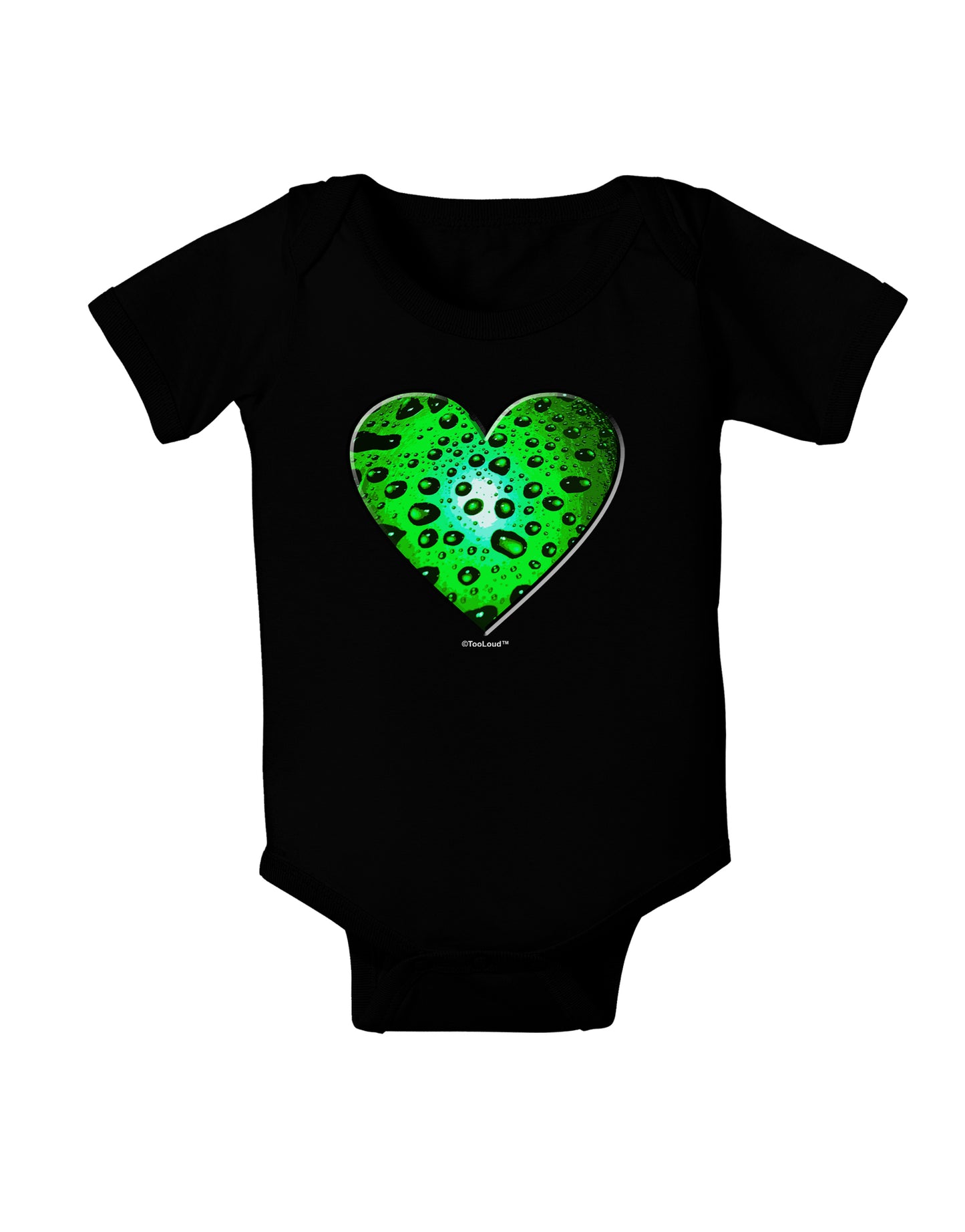 Water Droplet Heart Green Baby Bodysuit Dark by TooLoud-Baby Romper-TooLoud-Black-06-Months-Davson Sales