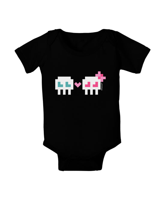 8-Bit Skull Love - Boy and Girl Baby Bodysuit Dark-Baby Romper-TooLoud-Black-06-Months-Davson Sales