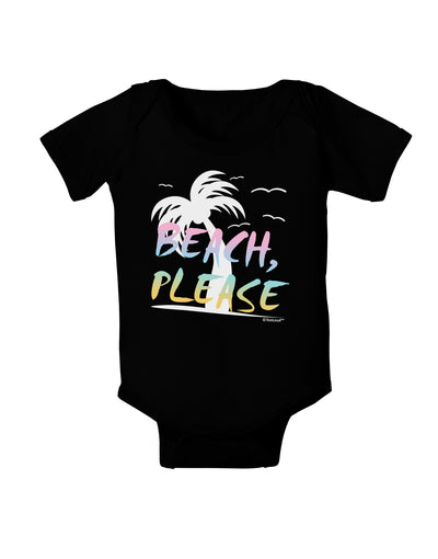 Beach Please - Summer Colors with Palm Trees Baby Bodysuit Dark-Baby Romper-TooLoud-Black-06-Months-Davson Sales