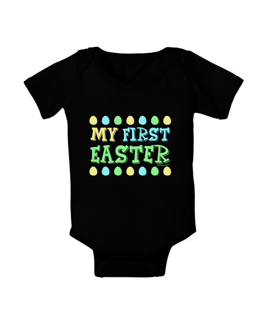 My First Easter - Yellow Blue Green Eggs Baby Bodysuit Dark by TooLoud-Baby Romper-TooLoud-Black-06-Months-Davson Sales