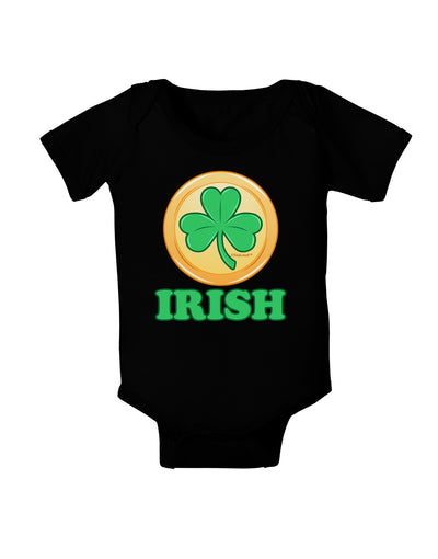 Shamrock Button - Irish Baby Bodysuit Dark by TooLoud-Baby Romper-TooLoud-Black-06-Months-Davson Sales