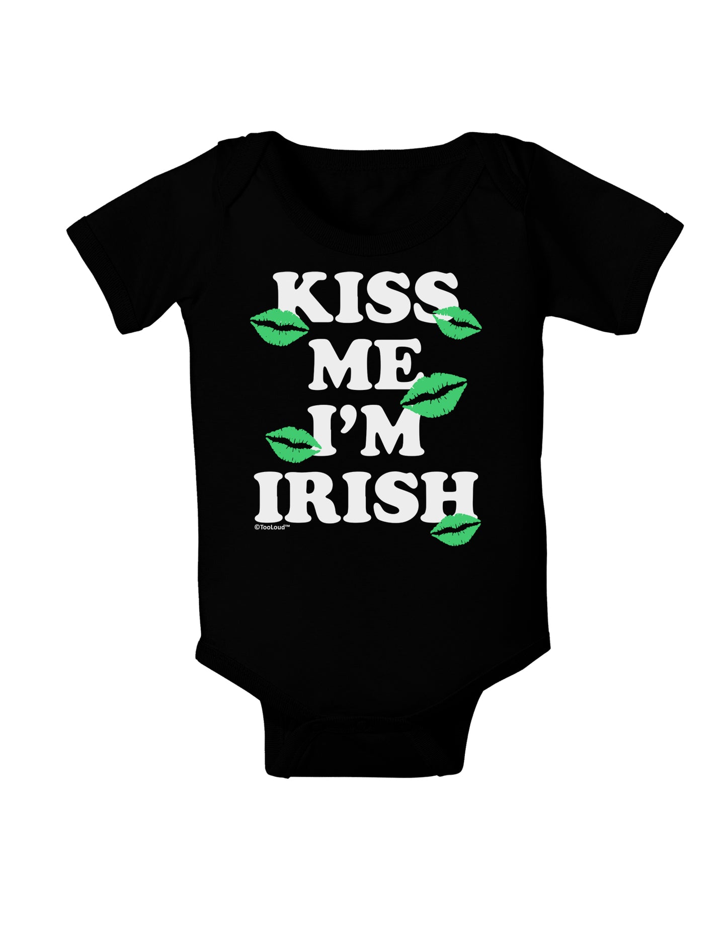 Kiss Me I'm Irish - Green Kisses Baby Bodysuit Dark by TooLoud-Baby & Toddler Clothing-TooLoud-Black-06-Months-Davson Sales